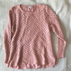 Women’s Lucky Brand blush colored holiday sweater.